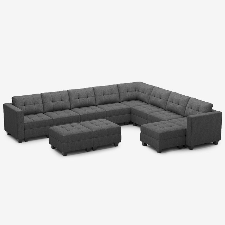 9 Seats + 11 Sides Modular Weave Sofa with Storage Seat and Ottoman