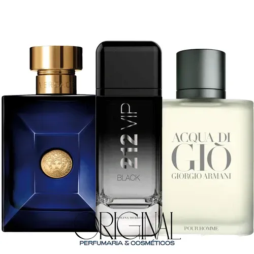 3 Perfumes Hombre - Dylan Blue. 212 VIP Black. Acqua Di Gio 100ml