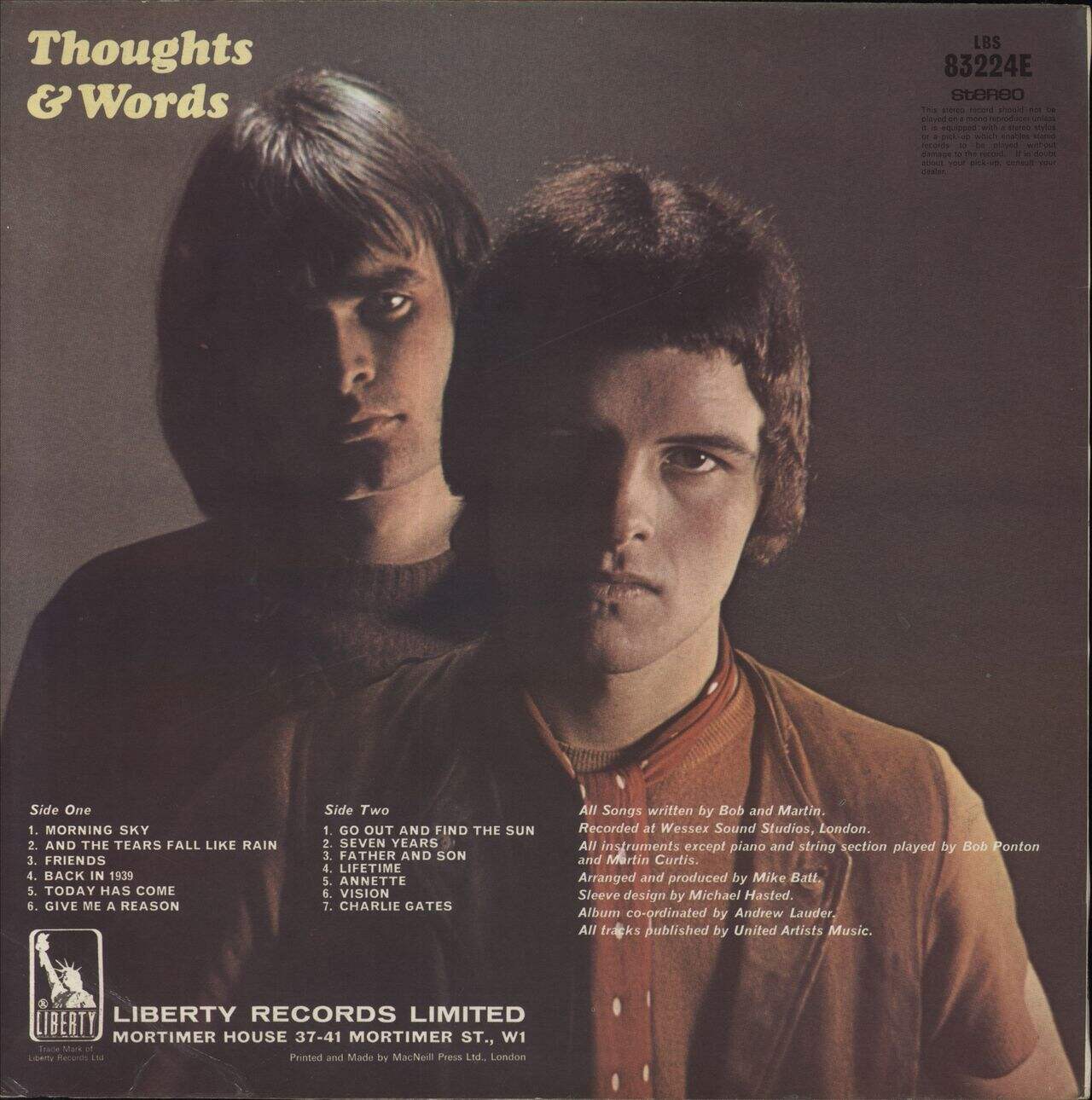 Thoughts And Words Thoughts And Words UK Vinyl LP