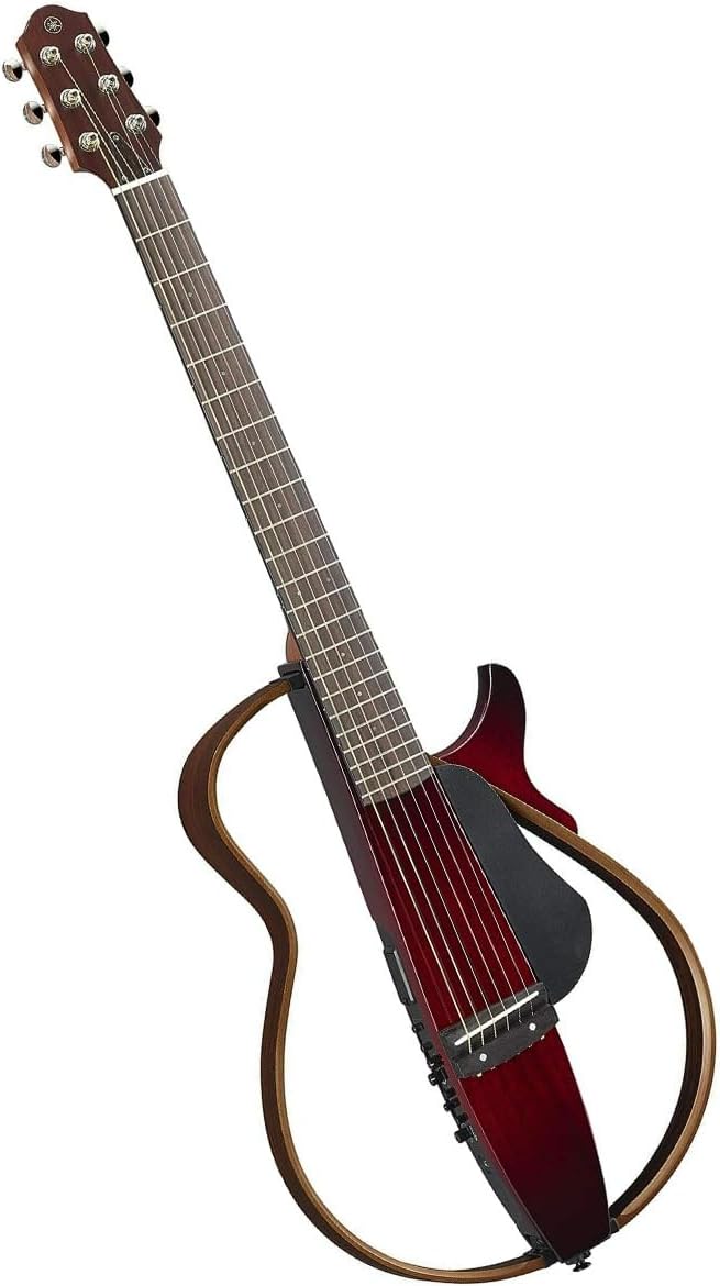 Yamaha SLG200S CRB - Guitarra silenciosa de acero con bolsa rígida para conciertos, color rojo carmesí