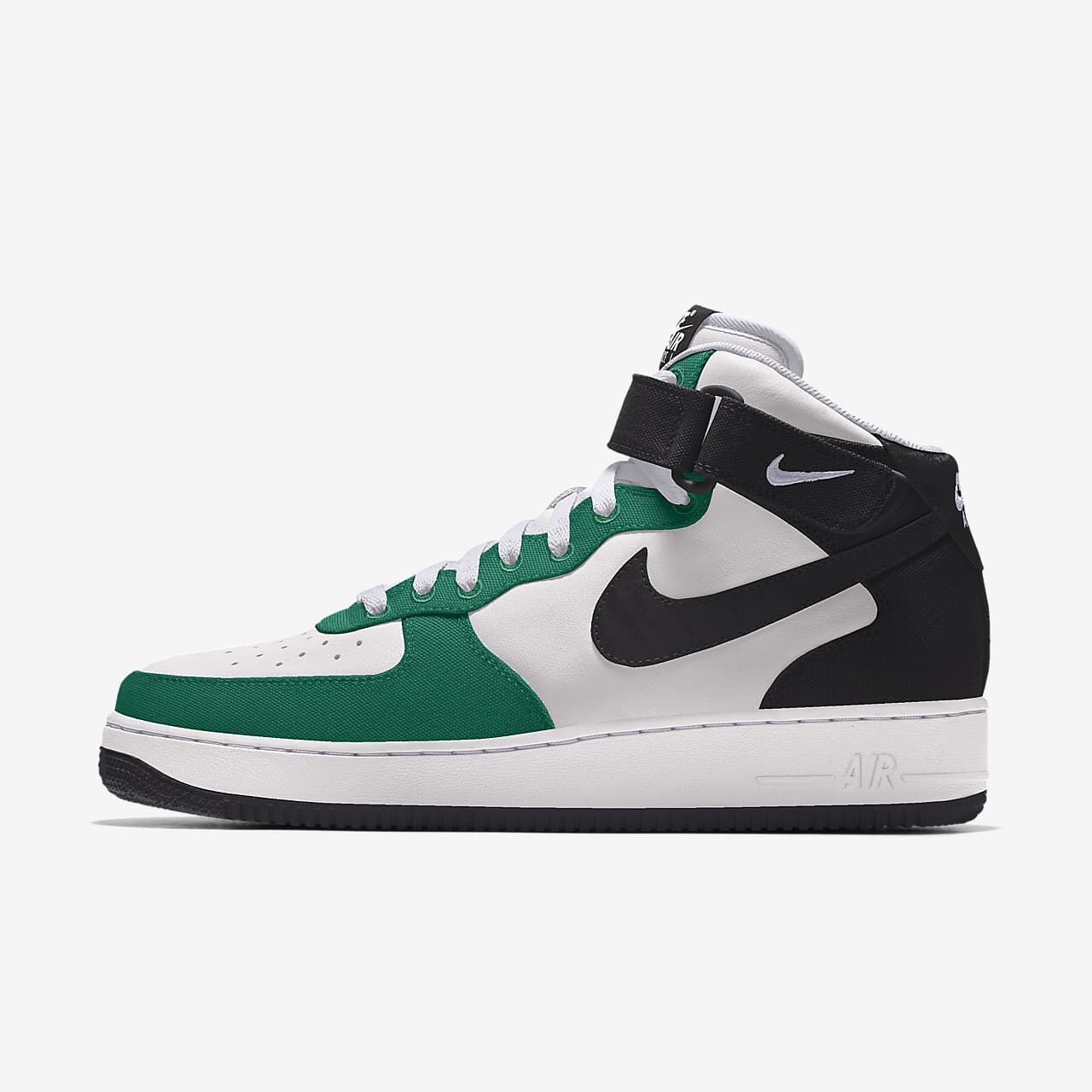 Nike Air Force 1 Mid por ti Zapatos personalizados para hombre-------negro+blanco+verde