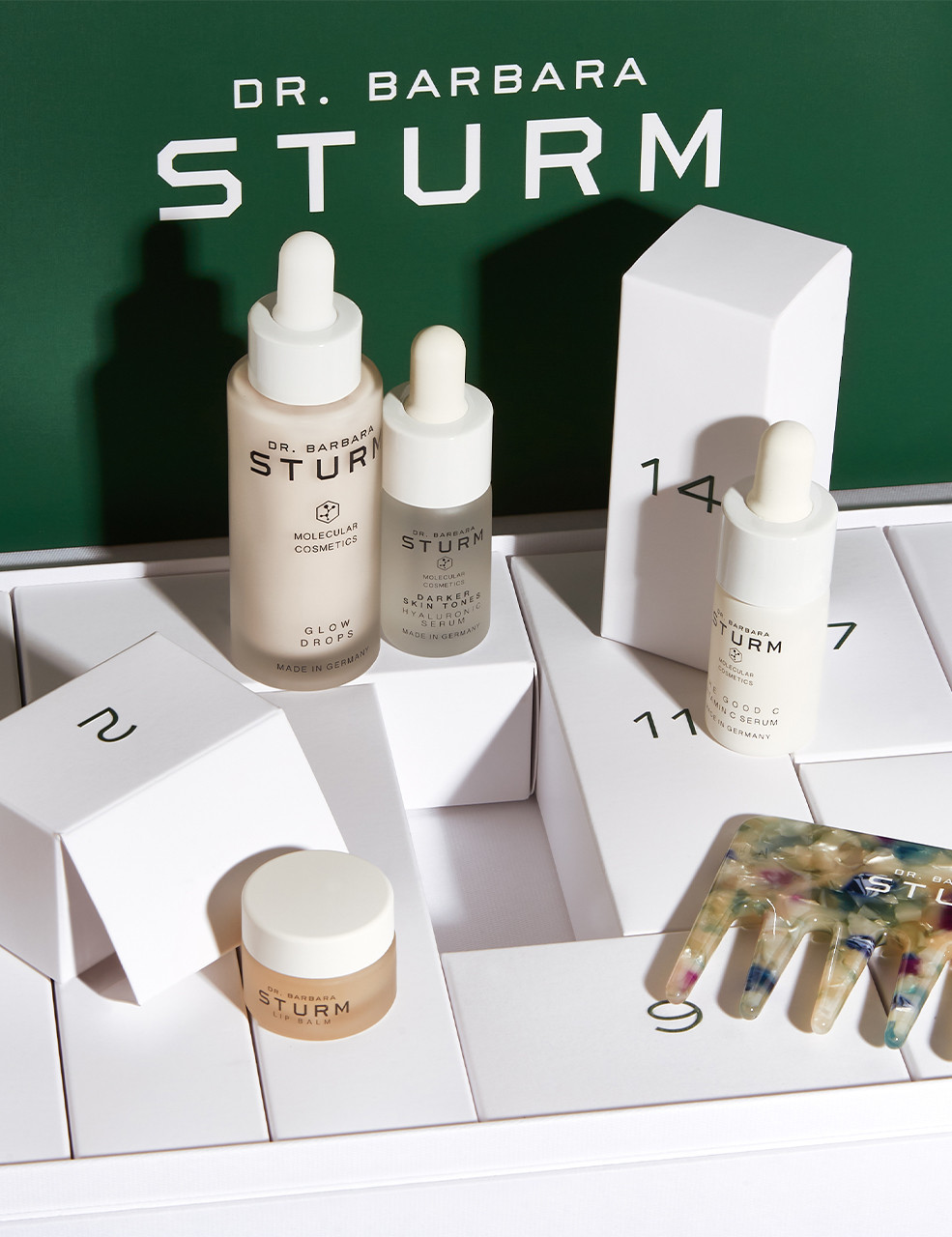 The ADVENT CALENDAR features a selection of Dr. Sturm’s most loved products