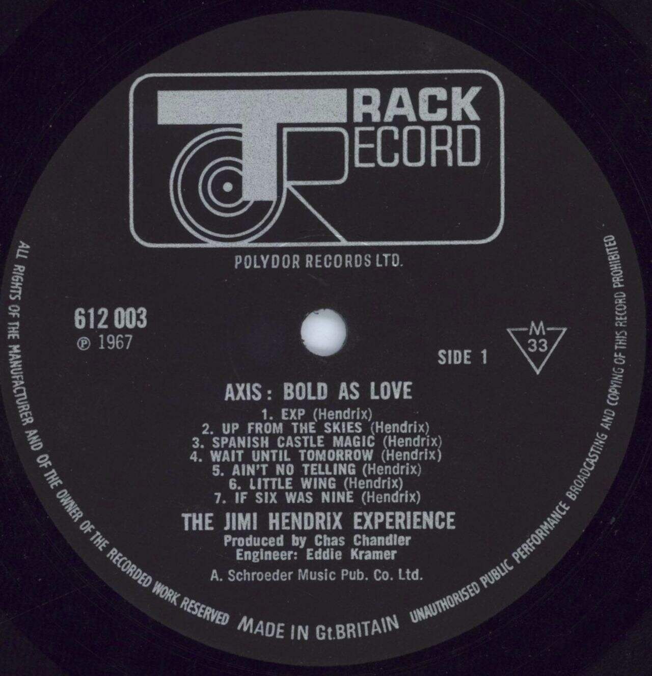 Jimi Hendrix Axis: Bold As Love - 1st UK Vinyl LP