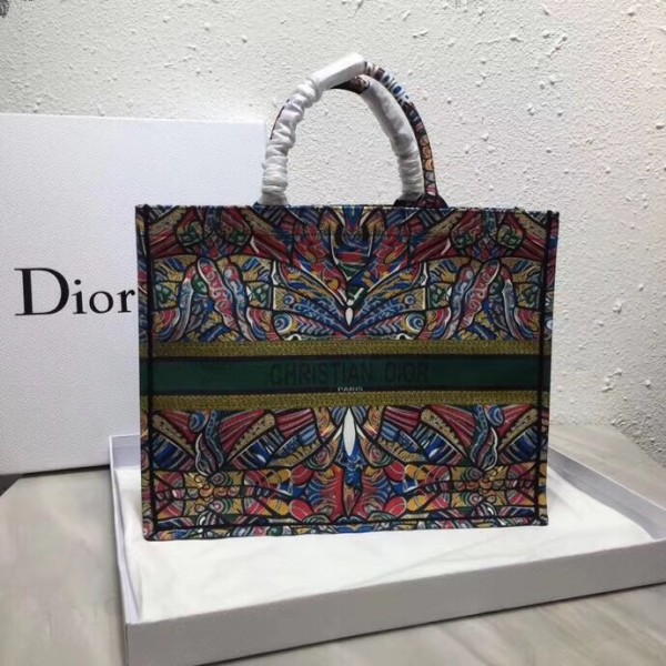 Dior Book Tote Bg In Butterfly Multicolor Canvas