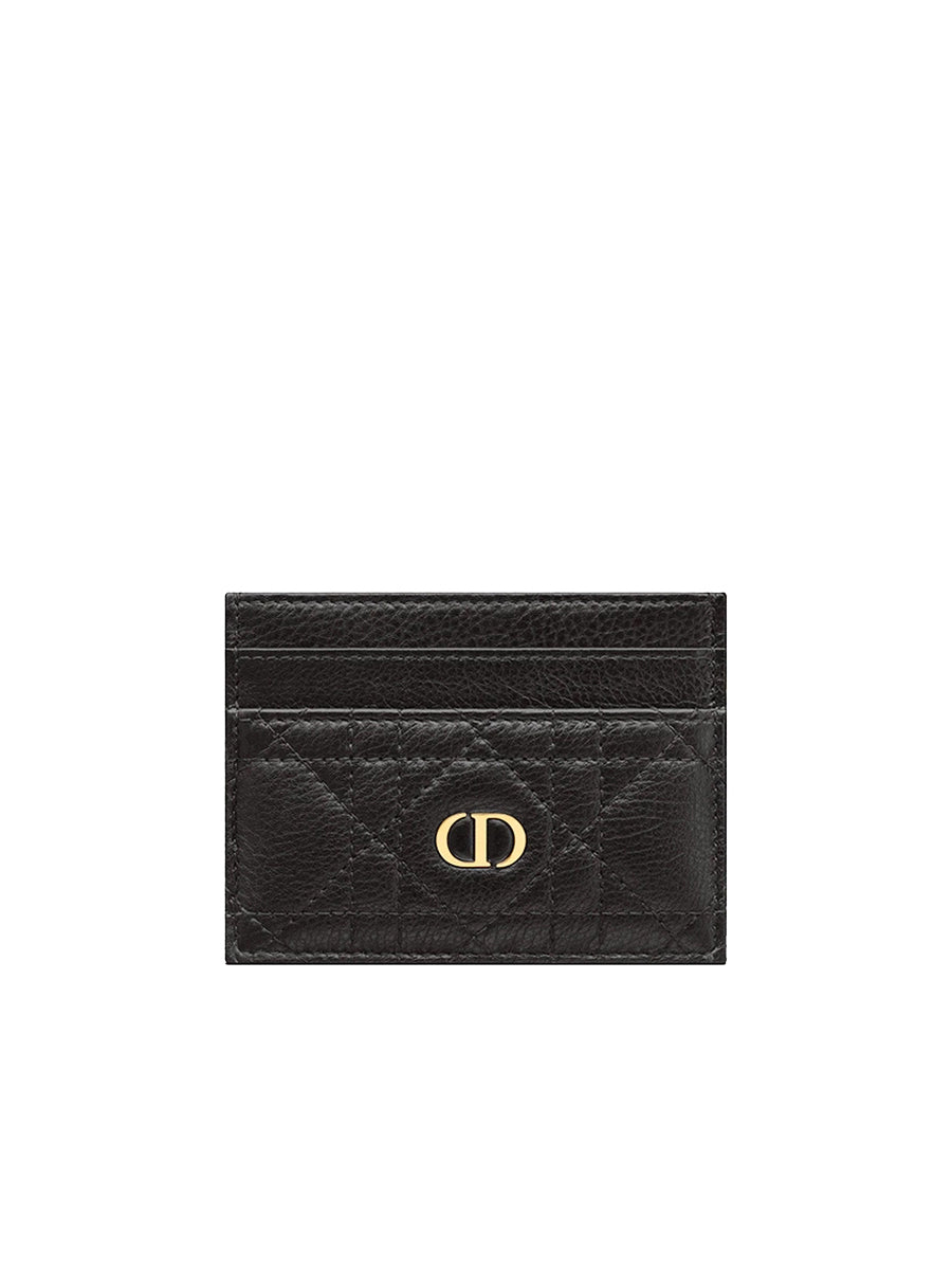Dior Dior Caro Five-Slot Card Holder in Black Supple Cannage Calfskin