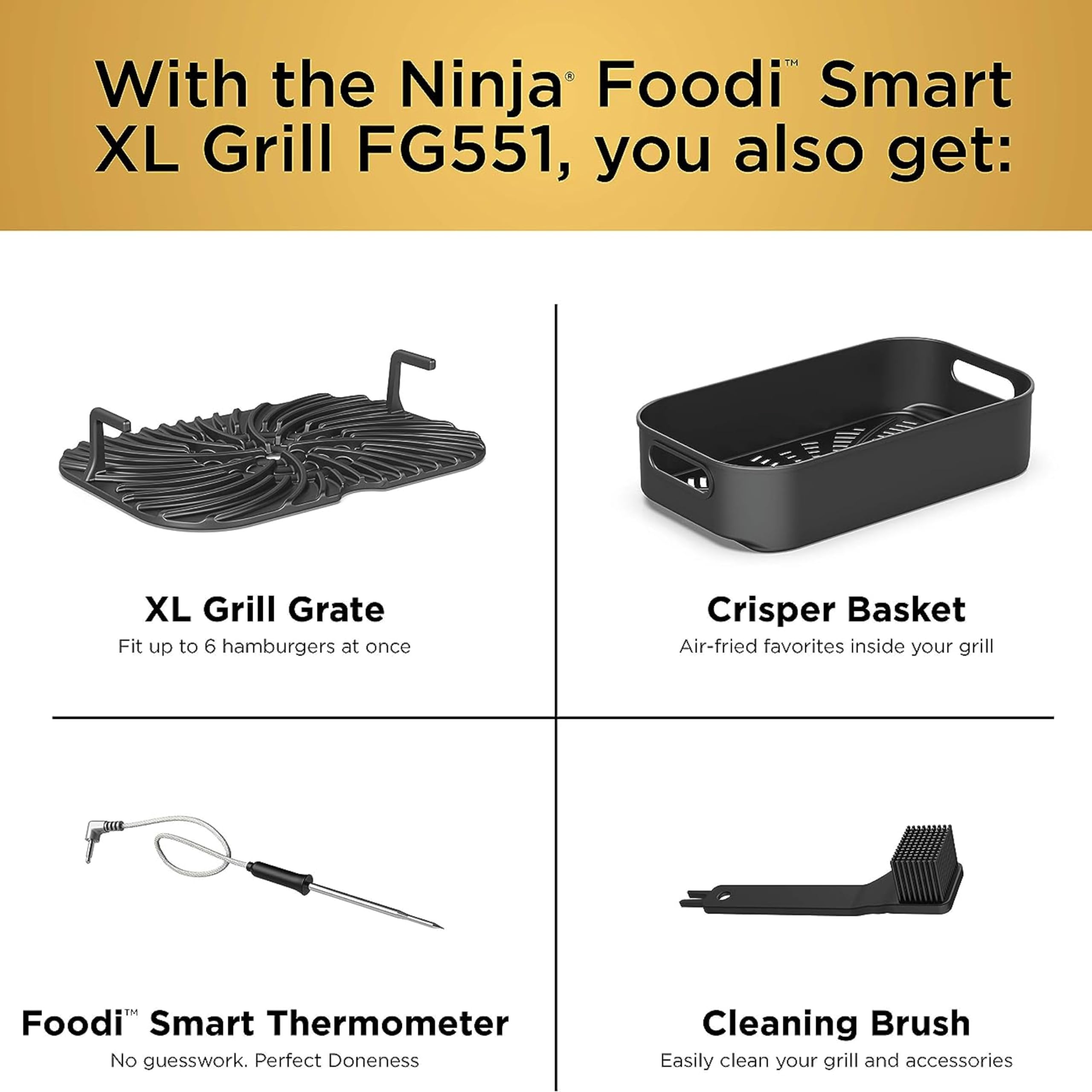 Parrilla interior Ninja FAG551 Foodi Smart XL 6 en 1