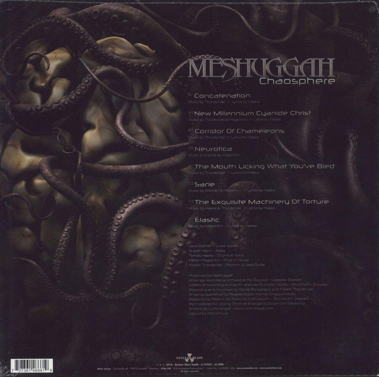 Meshuggah Chaosphere - Orange w/ Black Marble - Reissue - Sealed UK Vinyl LP