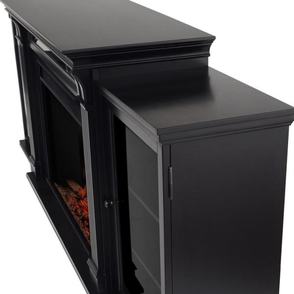 Tracey Grand 84 in. Electric Fireplace TV Stand Entertainment Center in Black.