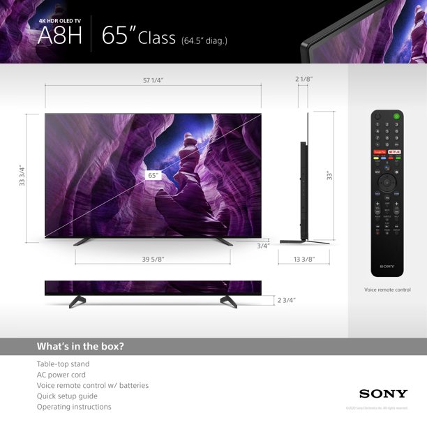 SONY 65 Class 4K UHD OLED Android Smart TV HDR Bravia A8H Series