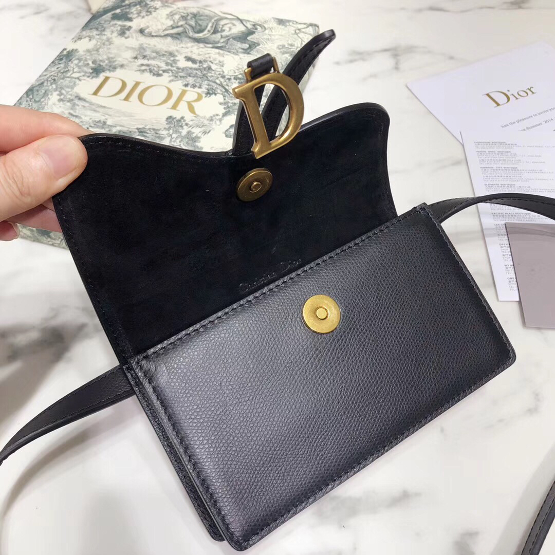 Dior Black Calfskin Saddle Belt Bag