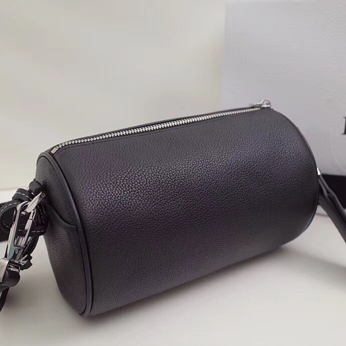 Dior Roller Pouch In Black Grained Calfskin