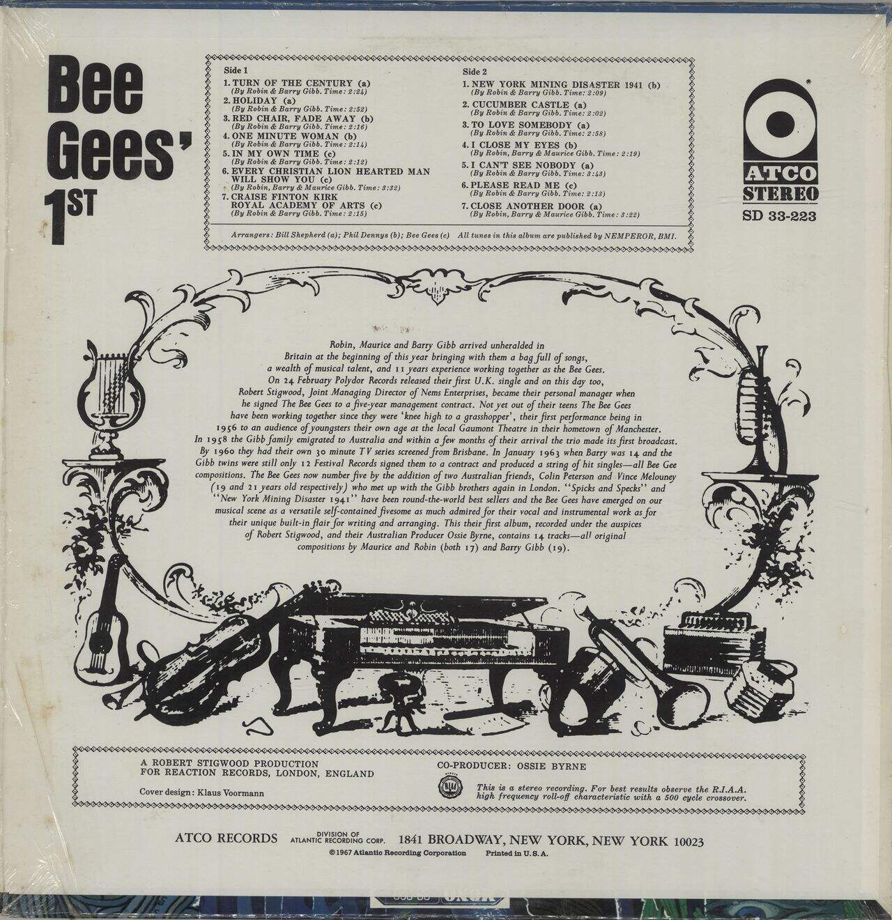 The Bee Gees Bee Gees' 1st - Holiday Hype Sticker & Shrink US Vinyl LP