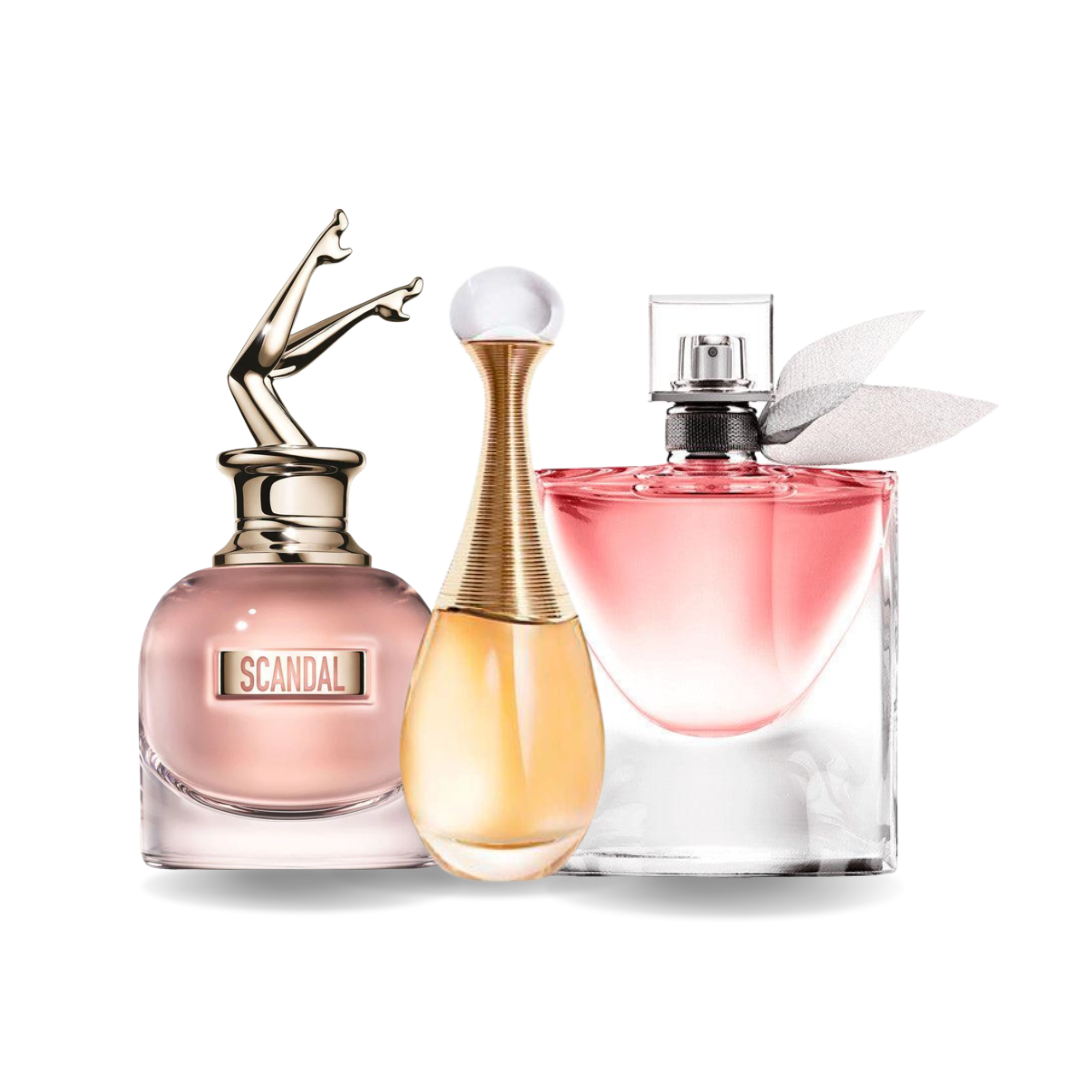Combo de 3 Perfumes Jean Paul Gaultier SCANDAL. Dior J'ADORE e Lancm