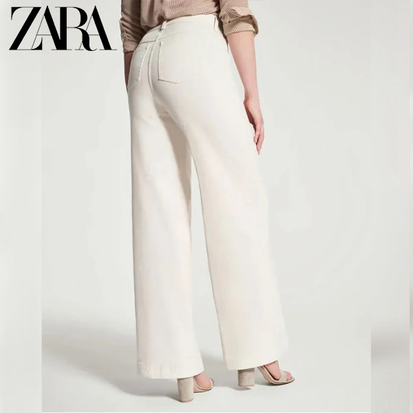 ZARA® 2024  Jeans anchos de cintura alta para mujer.