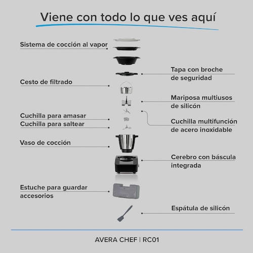 Avera Chef Robot De Cocina WiFi Recetas Incluidas RC01