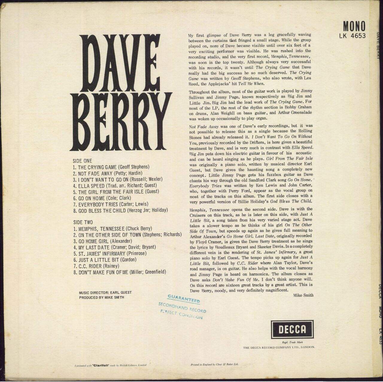 Dave Berry Dave Berry UK Vinyl LP