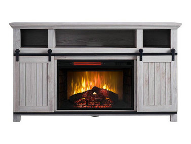 Joanna Electric Fireplace Media Console in Grey Washed Oak- SP5768.
