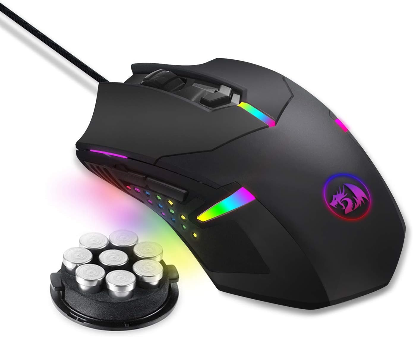 Redragon Gaming Mouse, Wired Gaming Mouse with RGB Backlit, 8000 DPI Adjustable, Mouse with 9 Programmable Macro Buttons & Fire Button, Software Supports DIY Keybinds, M910-K