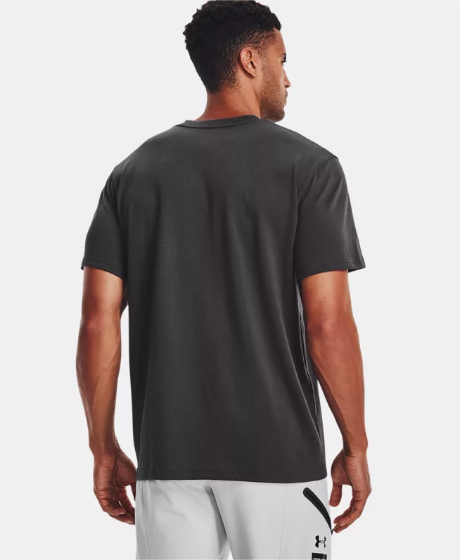 Camiseta de manga corta de peso pesado con logotipo UA bordado para hombre