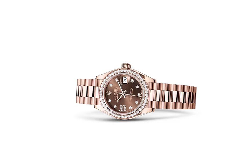 Rolex LADY-DATEJUST Oyster, 28 mm, Everose gold and diamonds