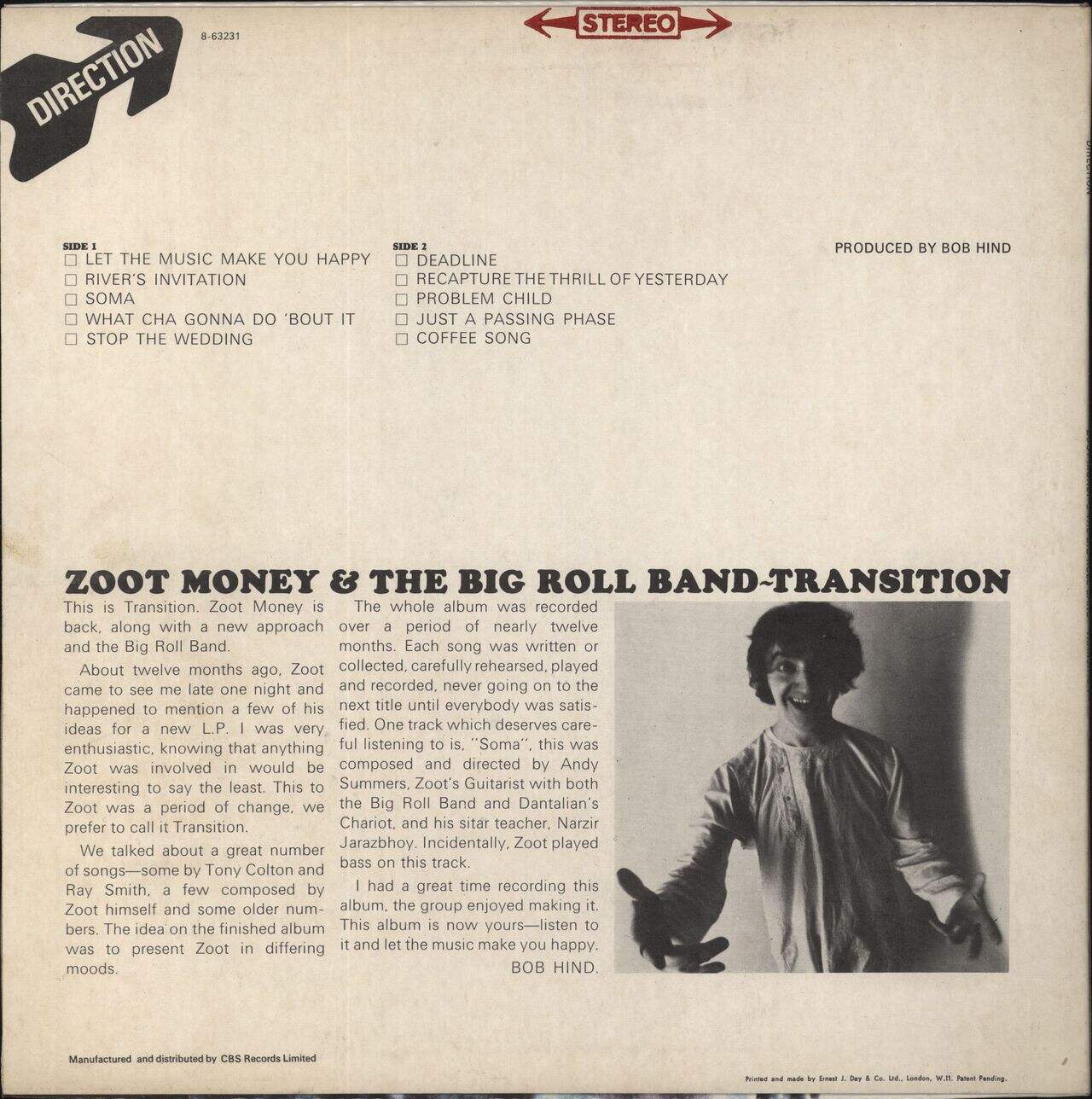 Zoot Money Transition UK Vinyl LP