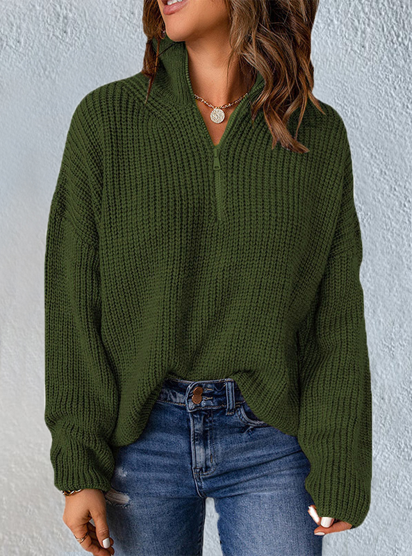 Casual Stand Collar Cotton Sweater Sweater