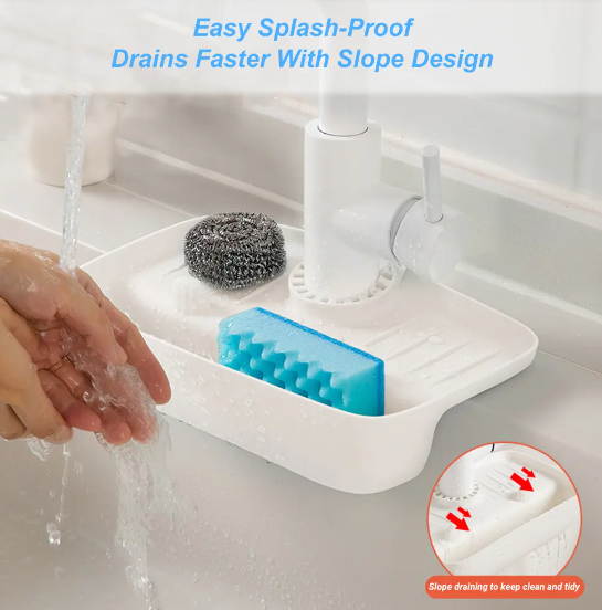 Splash Guard For Sink Faucet Drain Rack Super Absorbent Fast Drying Mat Sink Gadget Drip Catcher For Kitchen Rag Sponge Brush