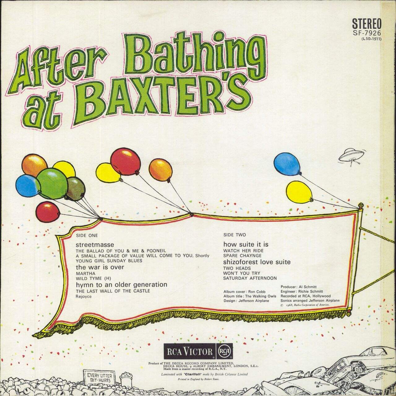 Jefferson Airplane After Bathing At Baxter's - 1st - Red spot UK Vinyl LP