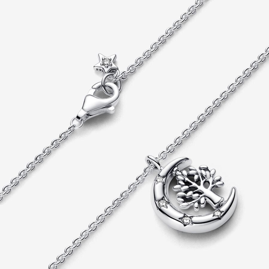 Moon & Spinning Tree of Life Pendant Pandora Necklace