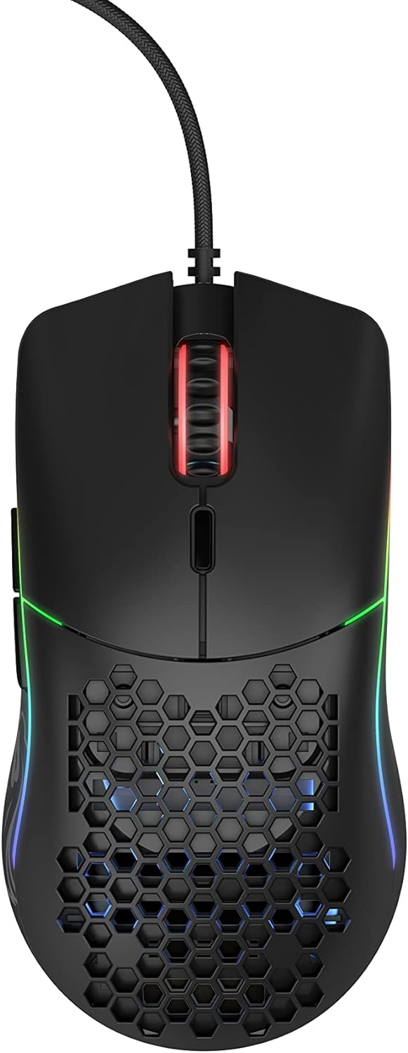 Glorious Gaming Model O- (Minus) Compact Wired Gaming Mouse - 58g Superlight Honeycomb Design, RGB, Pixart 3360 Sensor, Ambidextrous, Omron Switches - Glossy White