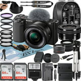 Sony ZV-E10 Mirrorless Camera 2 Lens Vlogger Kit 16-50mm + 55-210mm Ilczv-E10L/B Black Bundle with ACCVC1 Including GP-VPT2BT Grip + Filters + Wide & Telephoto Lenses + Deco Gear Case & Accessories