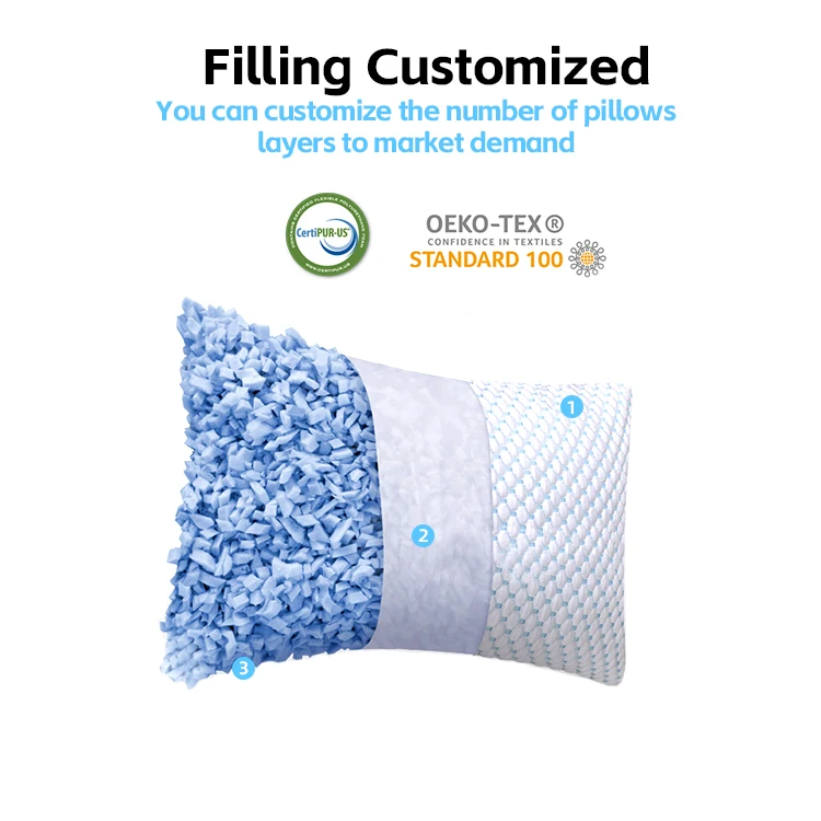 Dual-use Orthopedic Sleeping Bamboo Shell Shredded Filling Gel Cooling Hybrid Cervical Cool Cloud Memory Foam Pillow