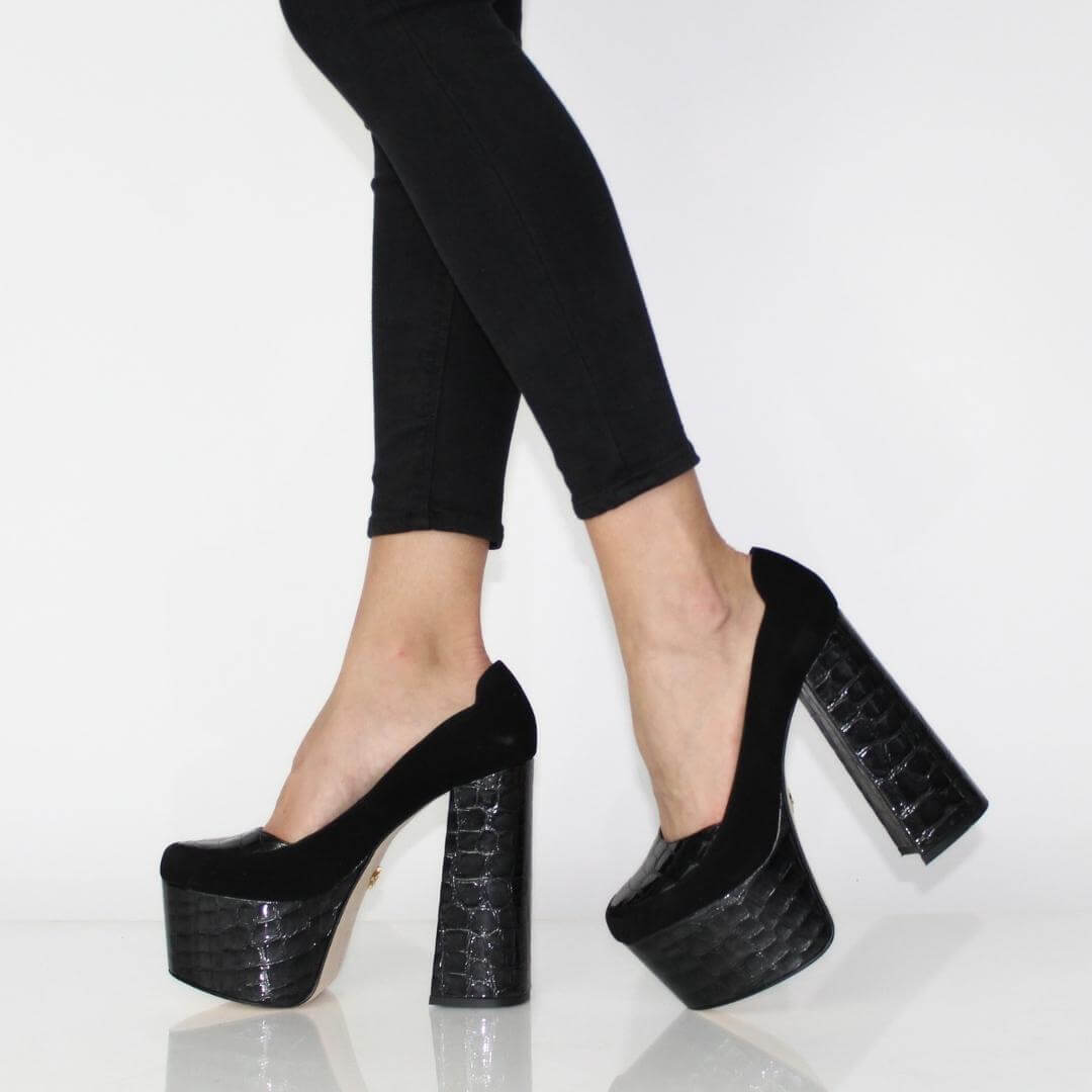 ROSE 150 - Negro   Zapato Plataforma Tacon Alto Para Dama en Piel