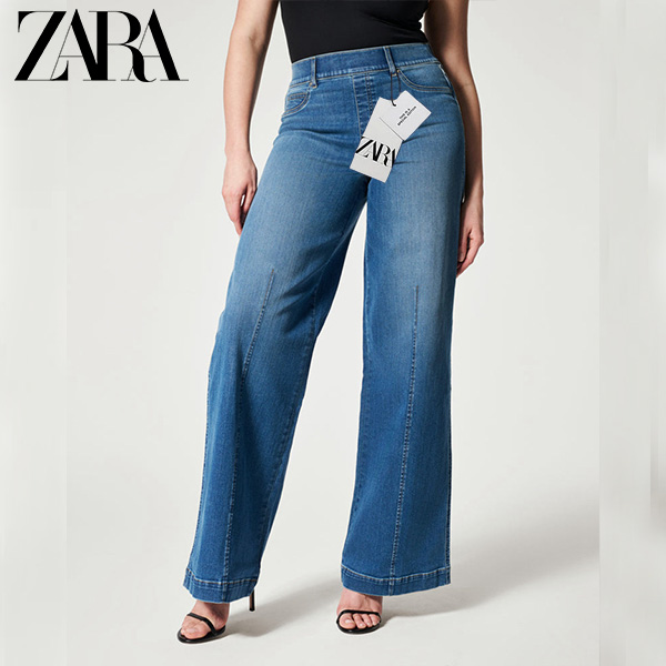 ZARA® 2024  Jeans anchos de cintura alta para mujer.