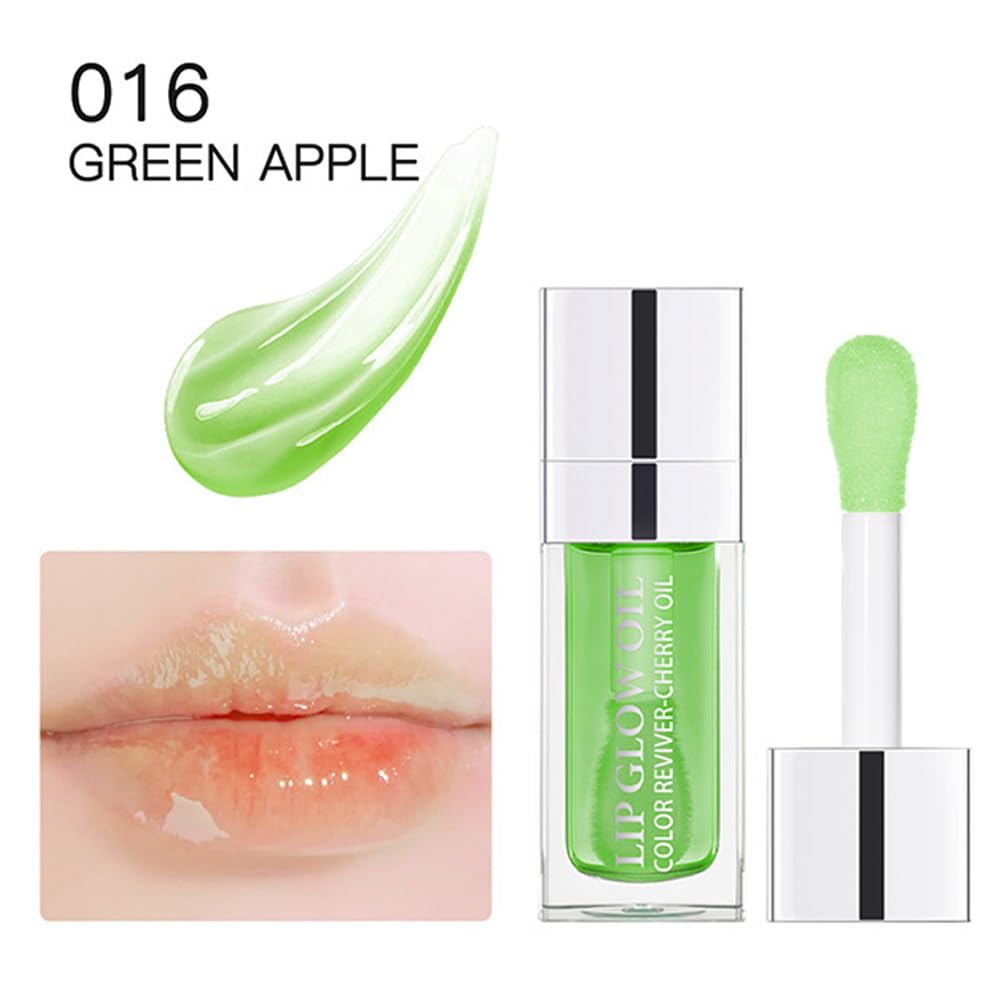 Hydrating Lip Glow Oil. Lip Oil Gloss Transparent Toot Tinted Nourishing Long Lasting Repairing Lightening Lip Lines (RASPBERRY) 0.2 OZ