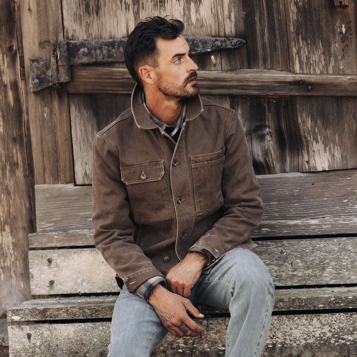 The Jacket in Aged Penny Chipped Canvas