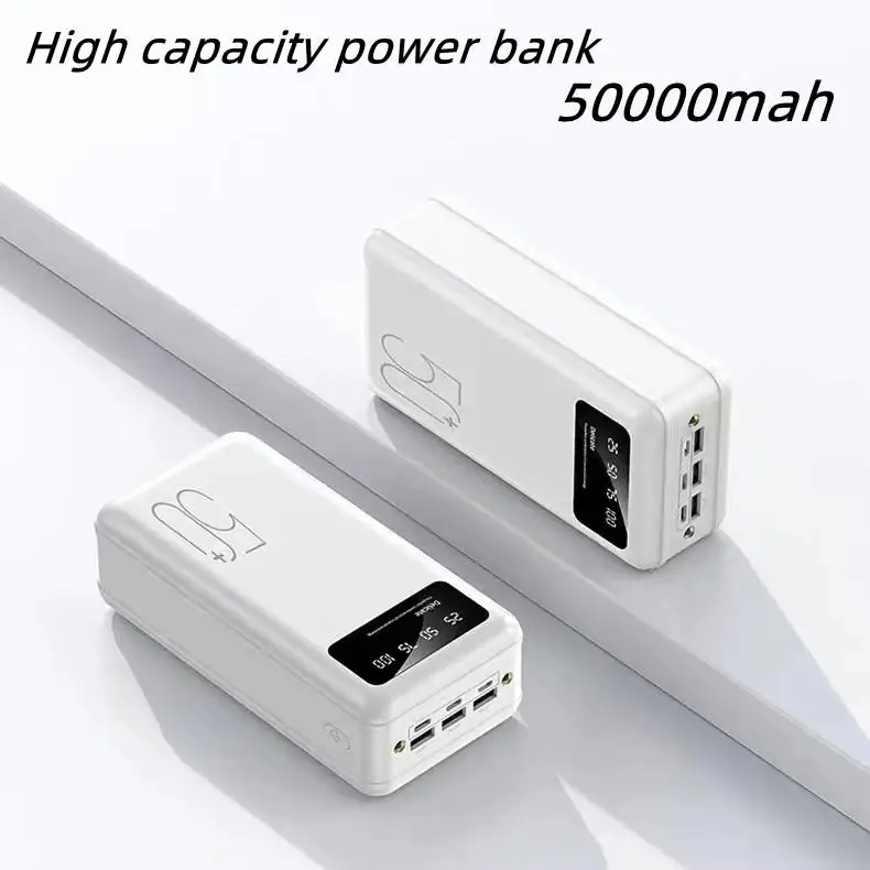 50000MAH Large Capacity Mobile Power Bank 3USB Output 3 Input Fast Charging LED Digital Display Portable Outdoor